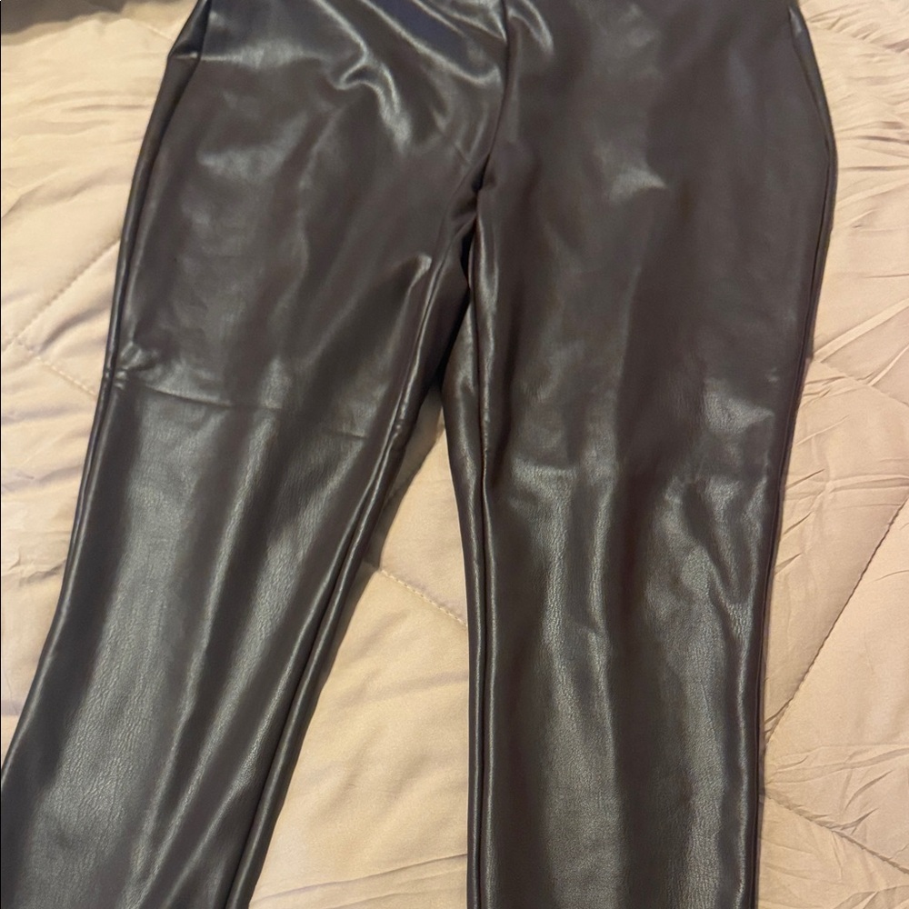 Loft Brown Faux Leather Leggings MP - Picture 5 of 7